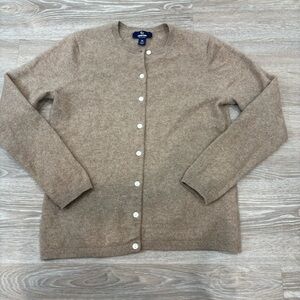 Lands’end Cashmere Classic Tan Button-Up Sweater Girls M 10-12 or XS womens
